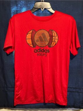 adidas Red Tee with Orange Basketball Graphic